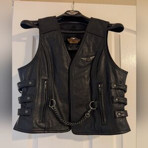 Vintage Auth Men's or Ladies Harley-Davidson® Durable Black Leather Adj. Vest